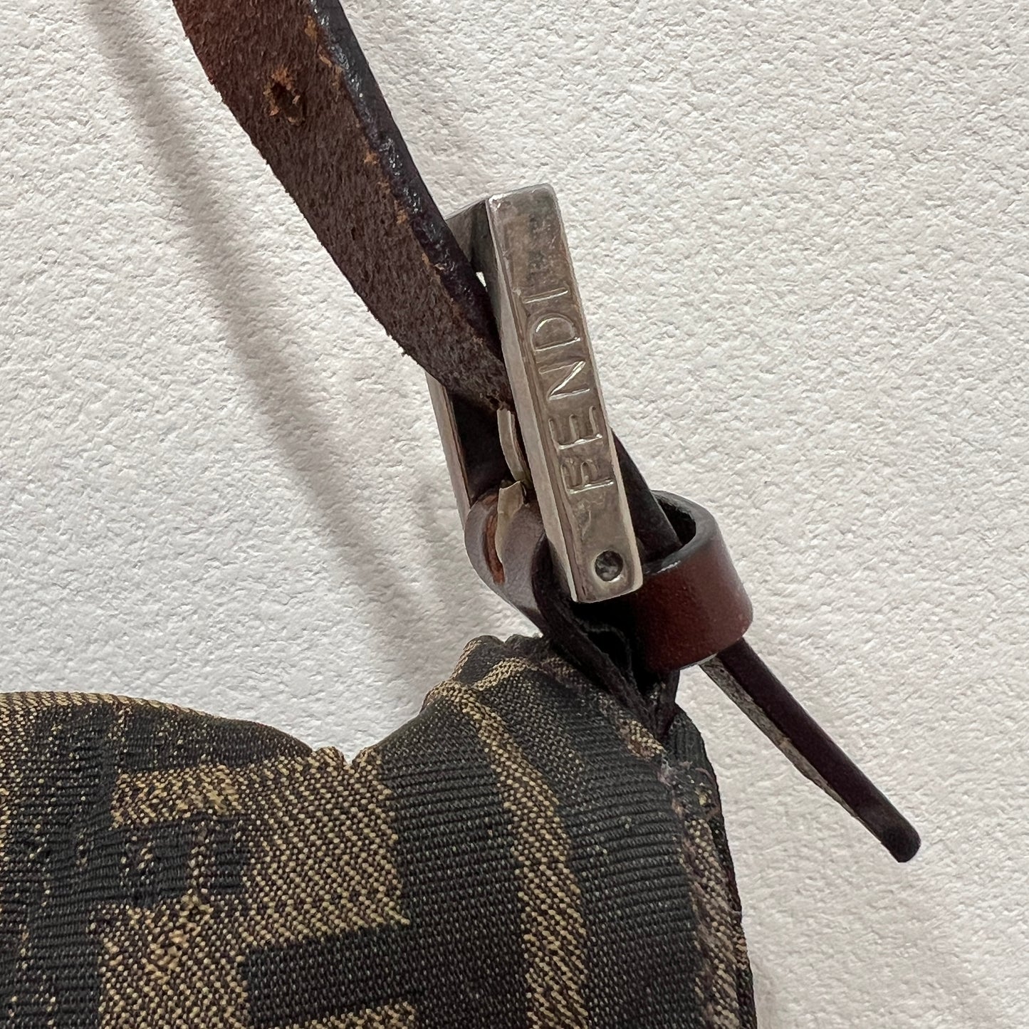 FENDI Baguette with Pink Logo Hardware