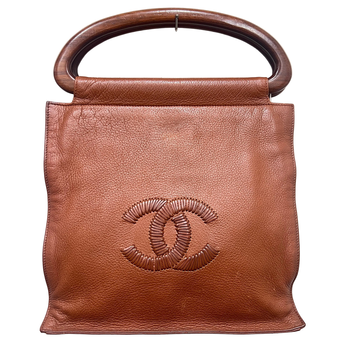 CHANEL Wood Handle Coco Mark Handbag