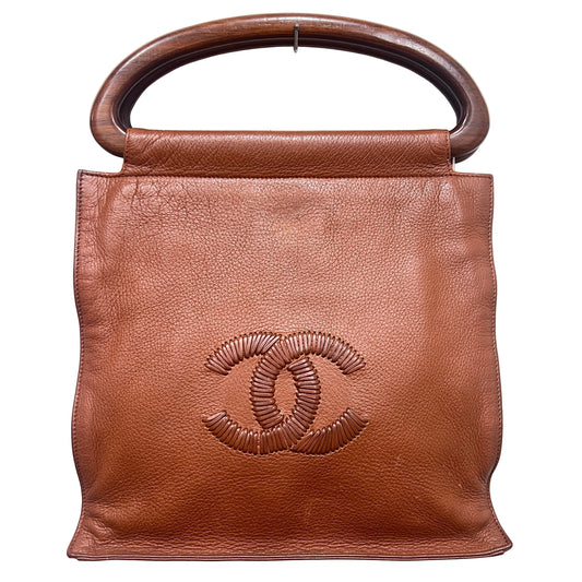 CHANEL Wood Handle Coco Mark Handbag