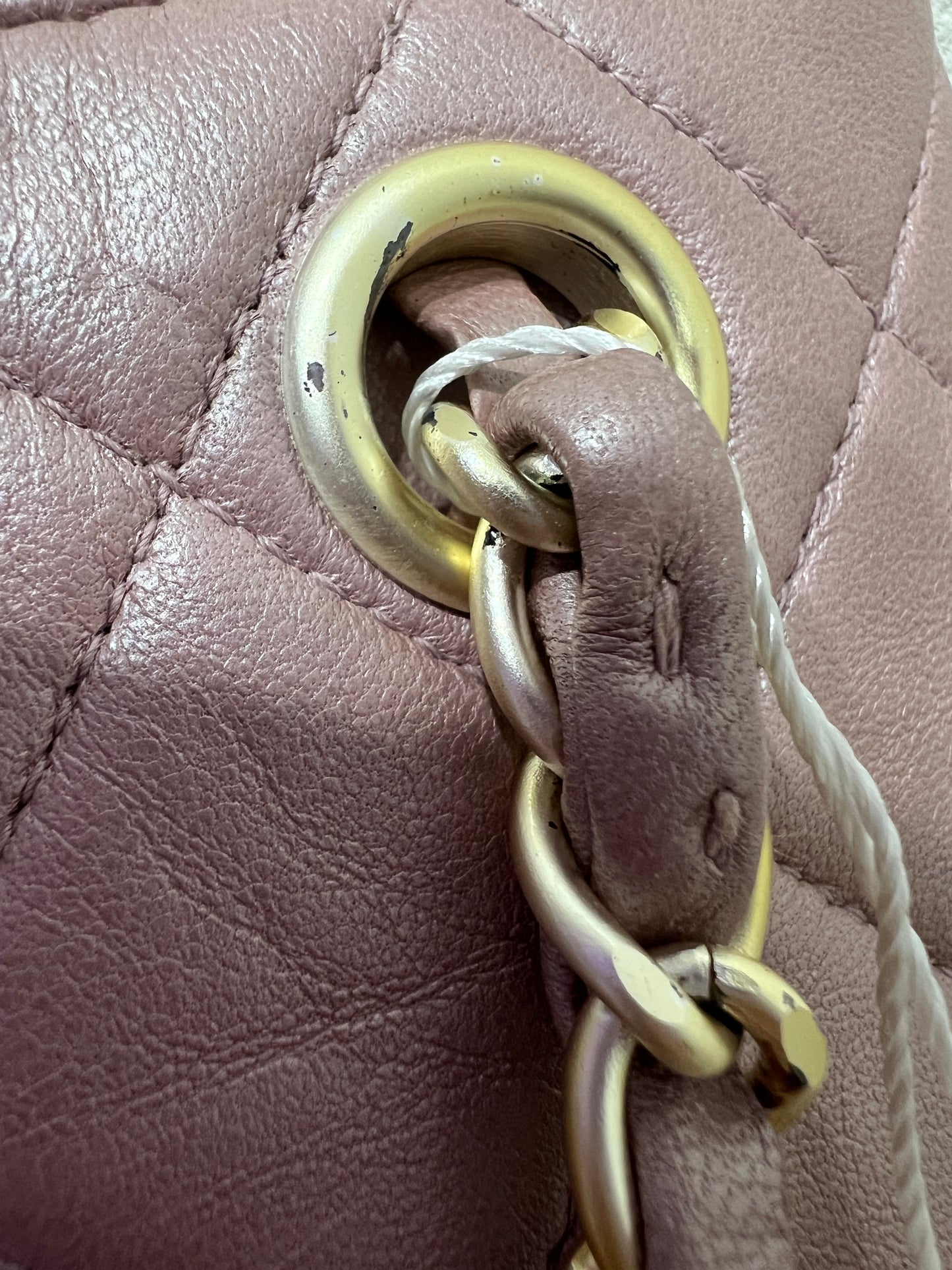 CHANEL pink lambskin shoulder bag