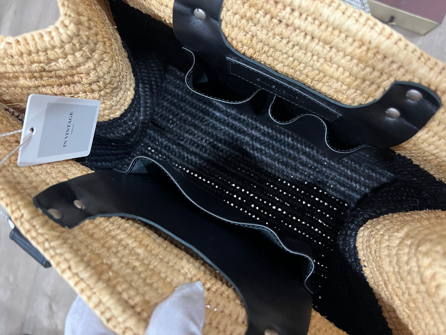 Balenciage Raffia Panier Shopper Tote Bag