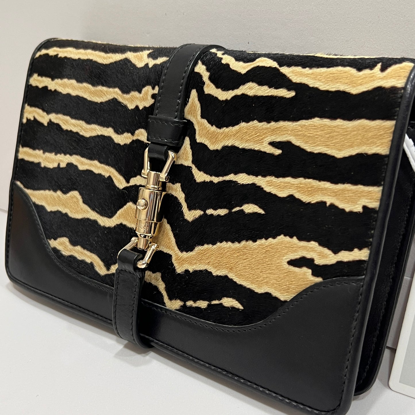 GUCCI Zebra Print Calf Hair Broadway Evening Bag