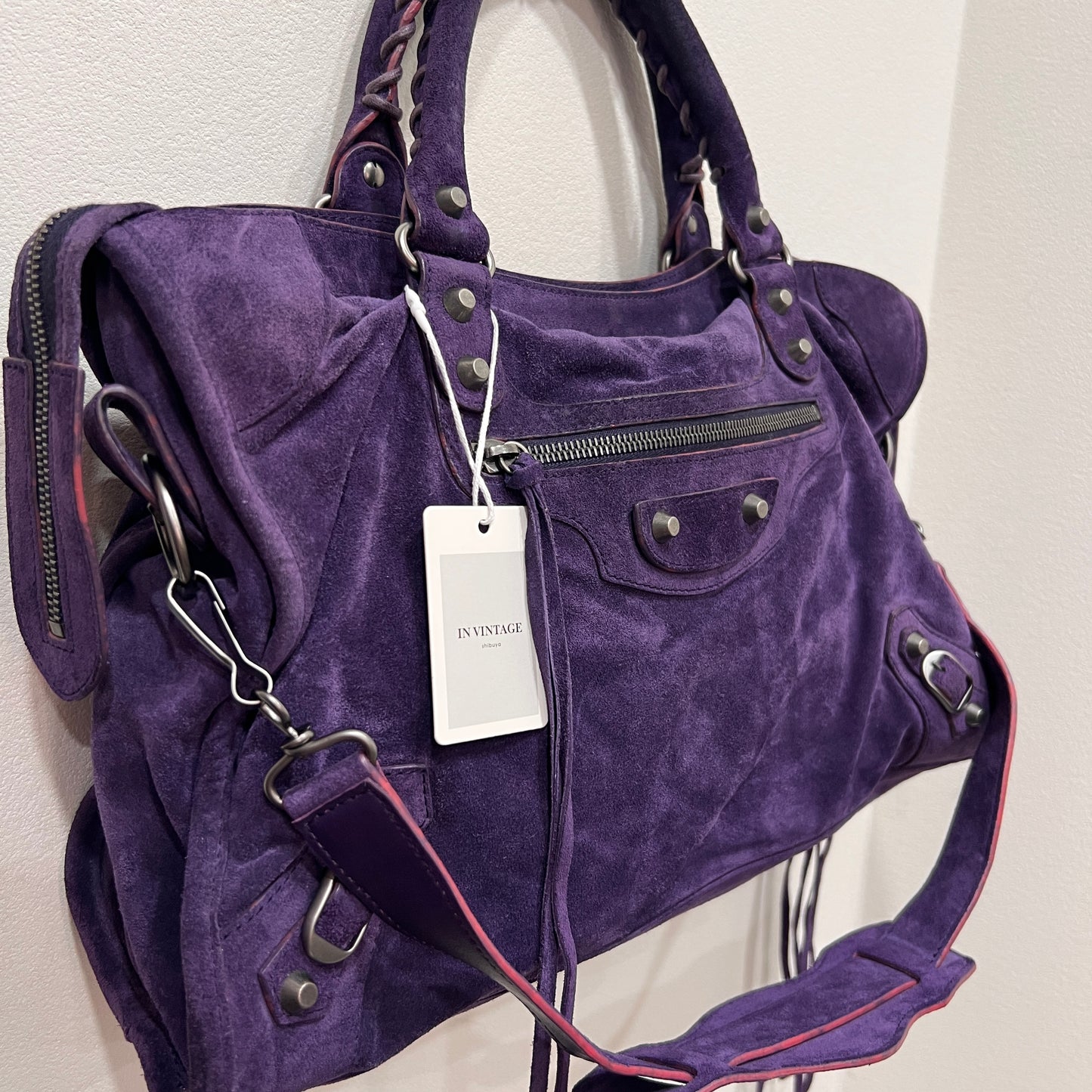 BALENCIAGA City Purple Suede leather
