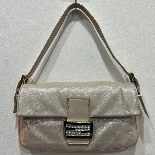 FENDI BAGUETTE Glitter Gray Nappa Leather