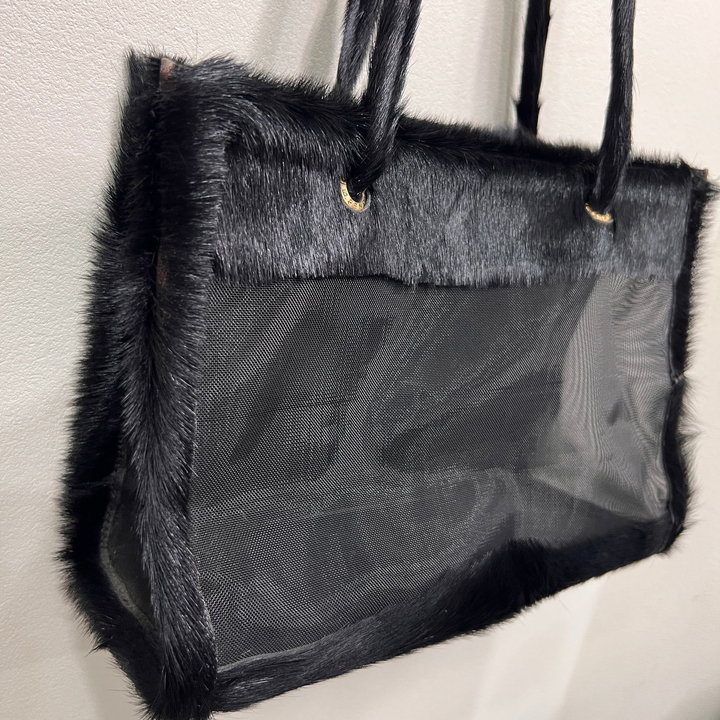 FENDI FF Zucca Black Mesh Tote Bag (264201)
