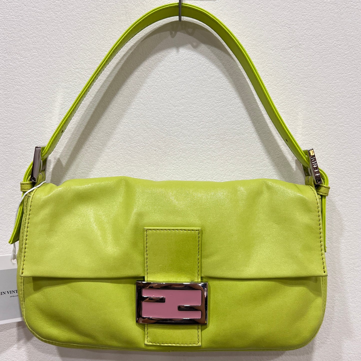 FENDI Baguette Neon Green Nappa Leather