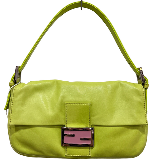FENDI Baguette Neon Green Nappa Leather