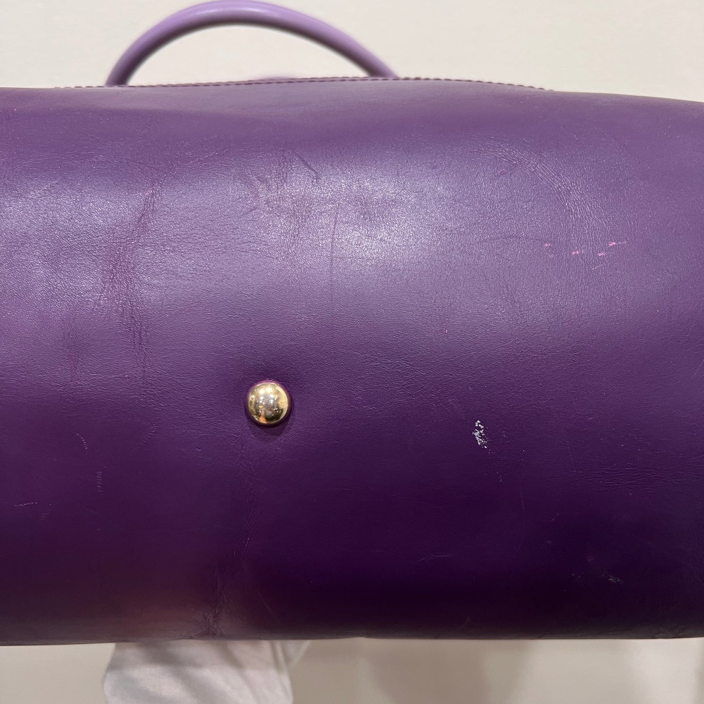 GUCCI GG Canvas Tote Bag Purple Trim and Leather Tassel Charm
