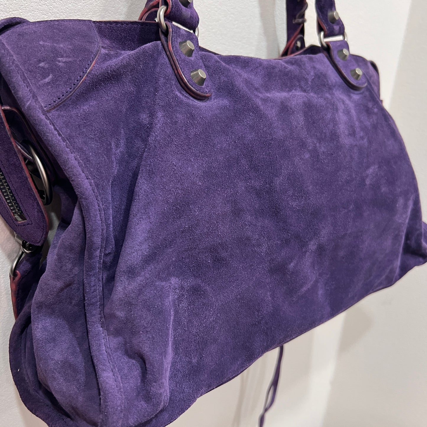 BALENCIAGA City Purple Suede leather
