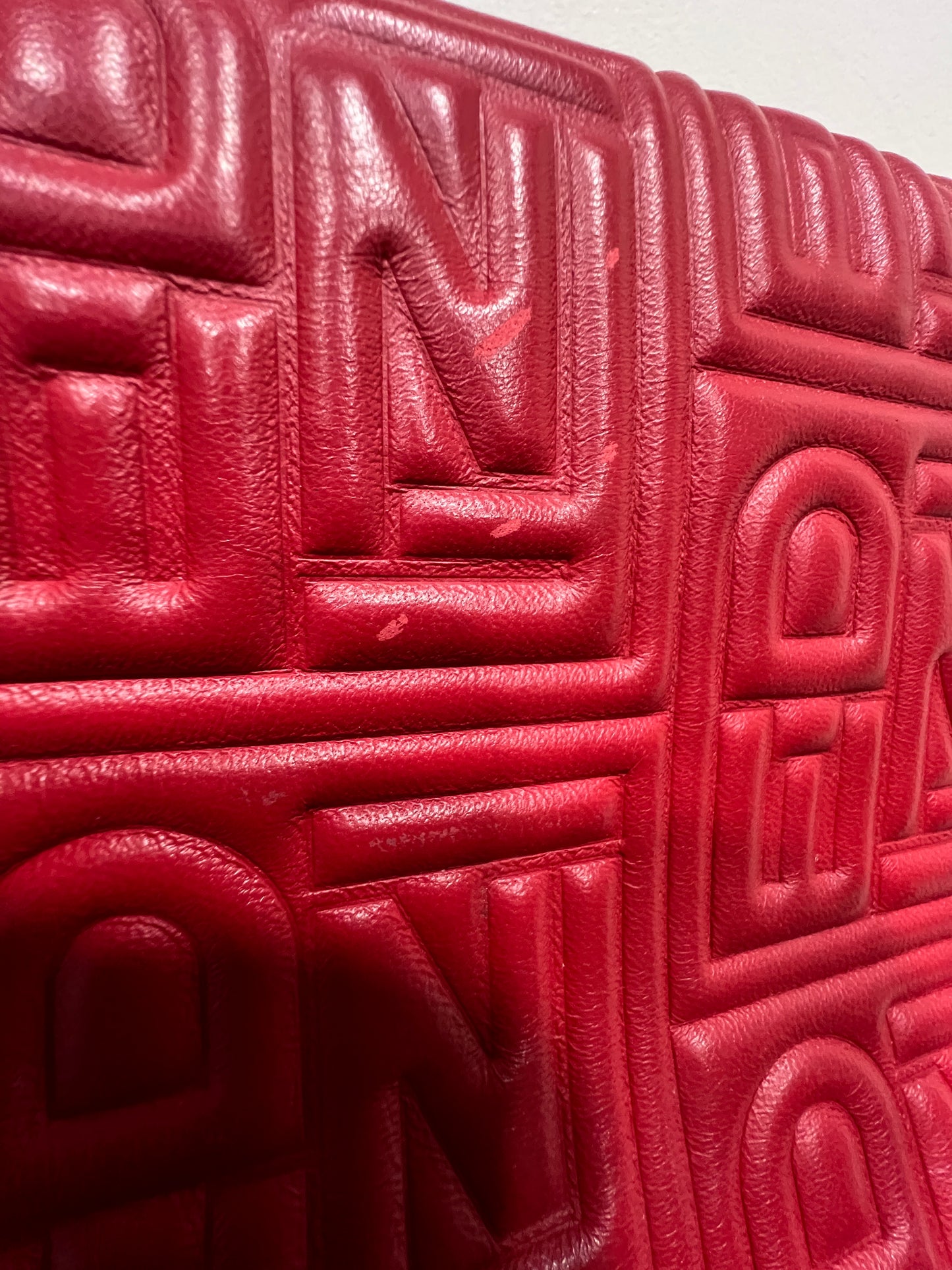 FENDI Baguette 1997 Red embossed Nappa Leather