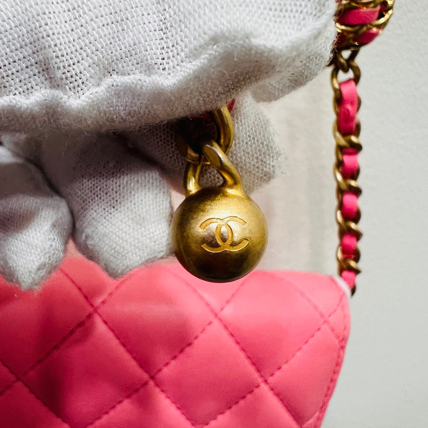 Chanel Pink Lambskin Leather Chain Wallet Crossbody