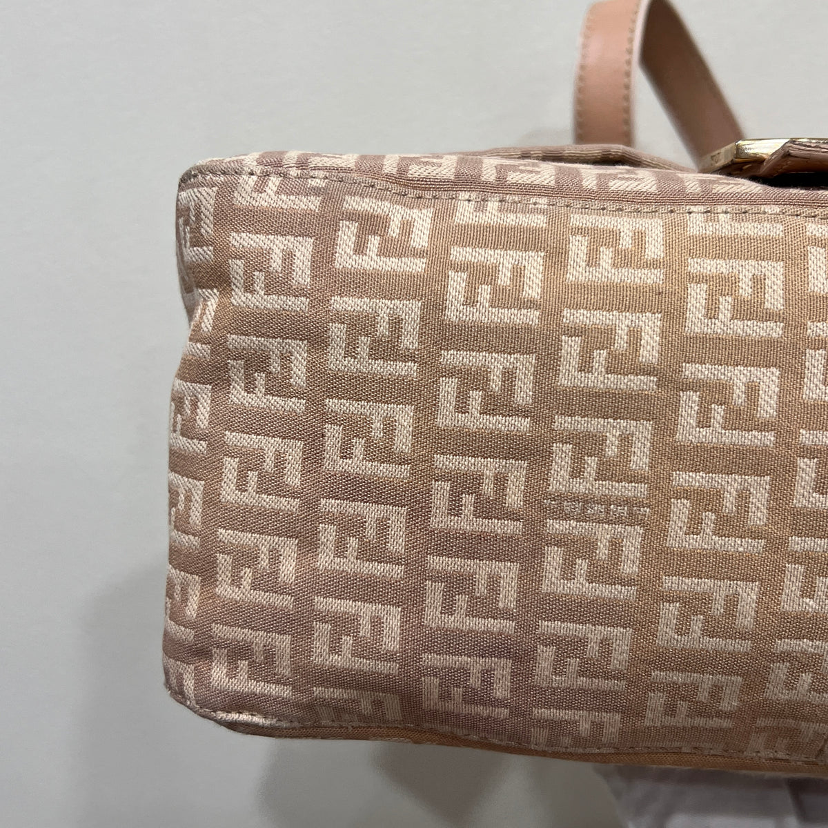 FENDI Mamma Baguette Zuccino Canvas in Old Rose Gold