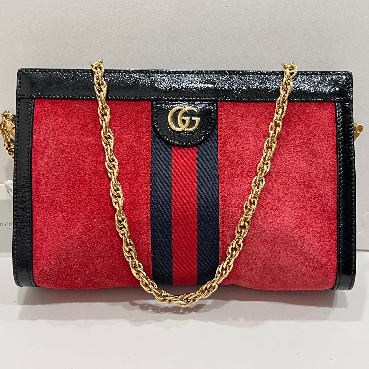 GUCCI Ophidia Chain Suede Small Shoulder Bag