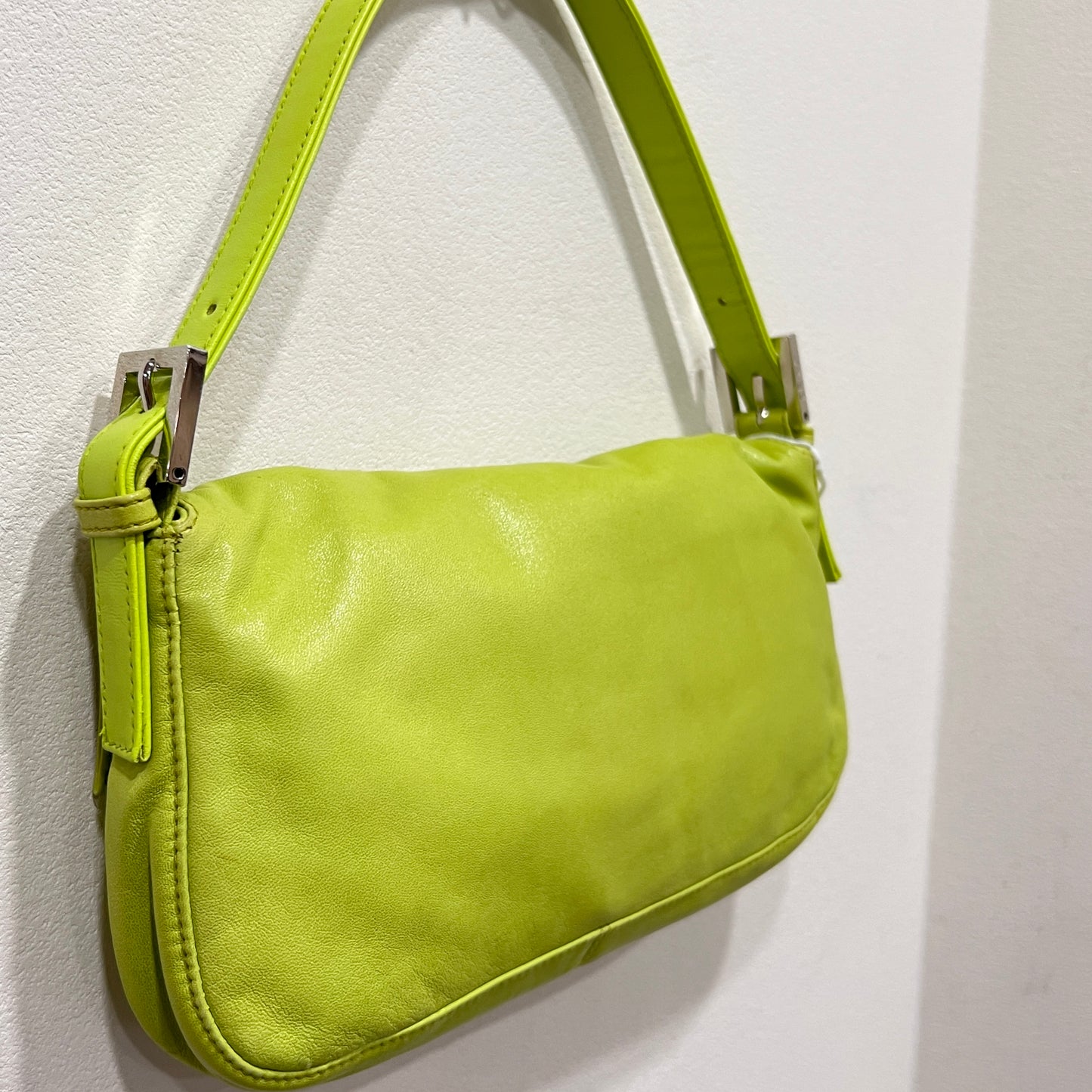FENDI Baguette Neon Green Nappa Leather