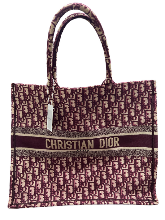 DIOR Book Tote Burgundy Oblique Embroidery