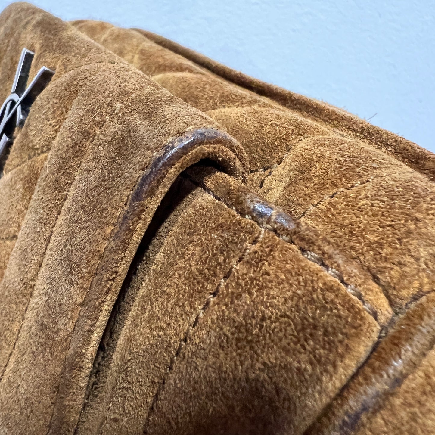 YSL Brown Suede Crossbody Bag