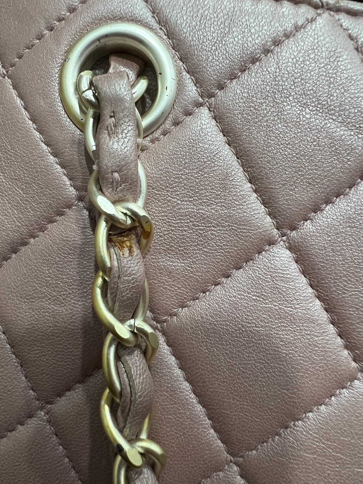 CHANEL pink lambskin shoulder bag