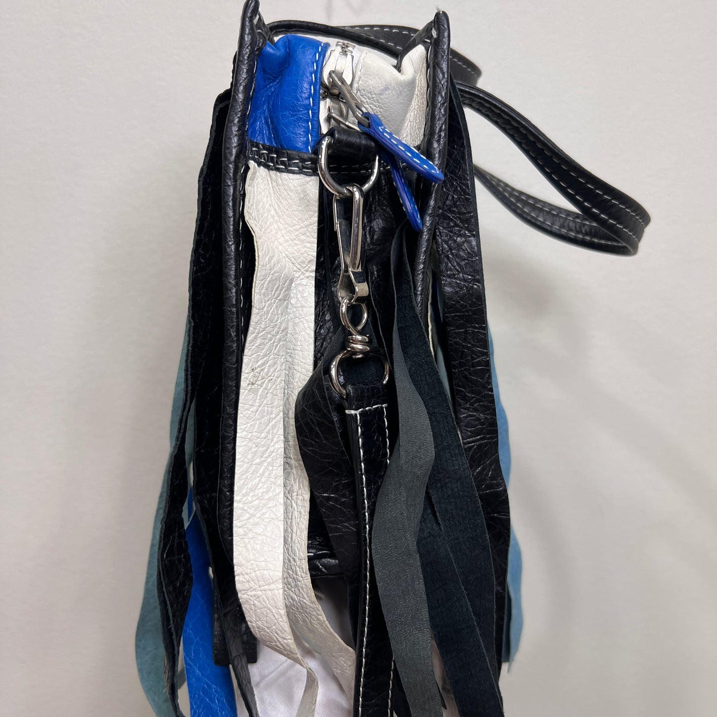 BALENCIAGA Convertible Fringe Striped Leather