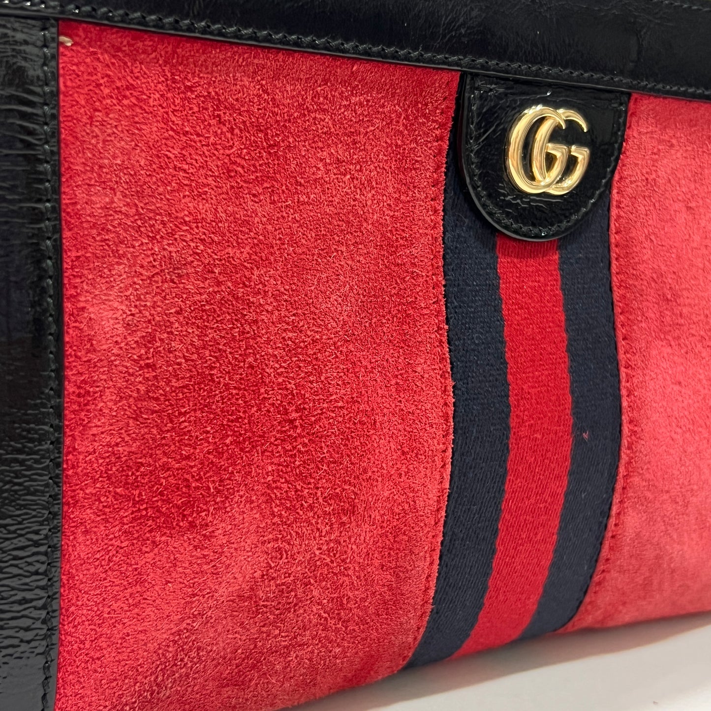 GUCCI Ophidia Chain Suede Small Shoulder Bag