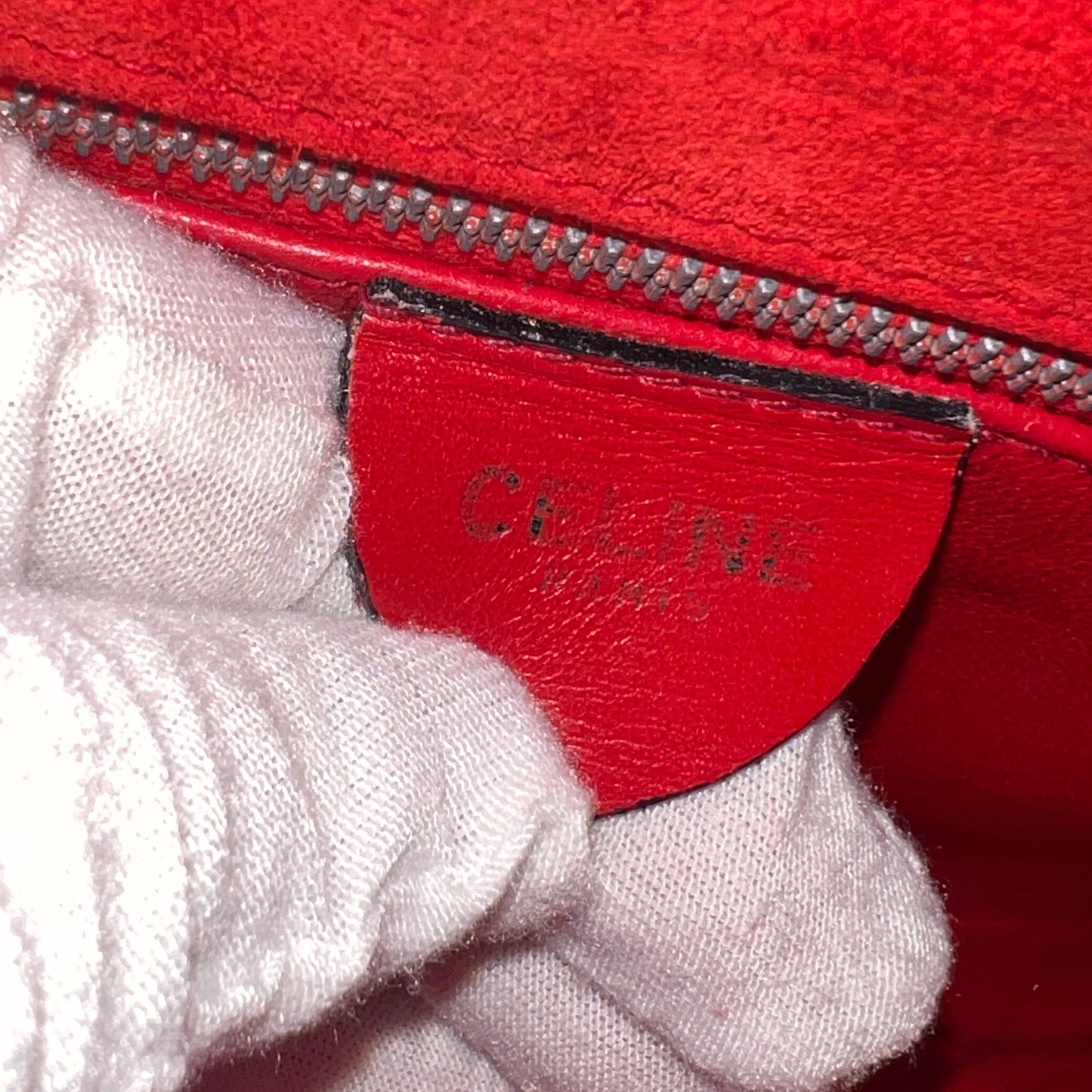 CELINE Horseshoe Red Suede Leather Two-Way Handbag