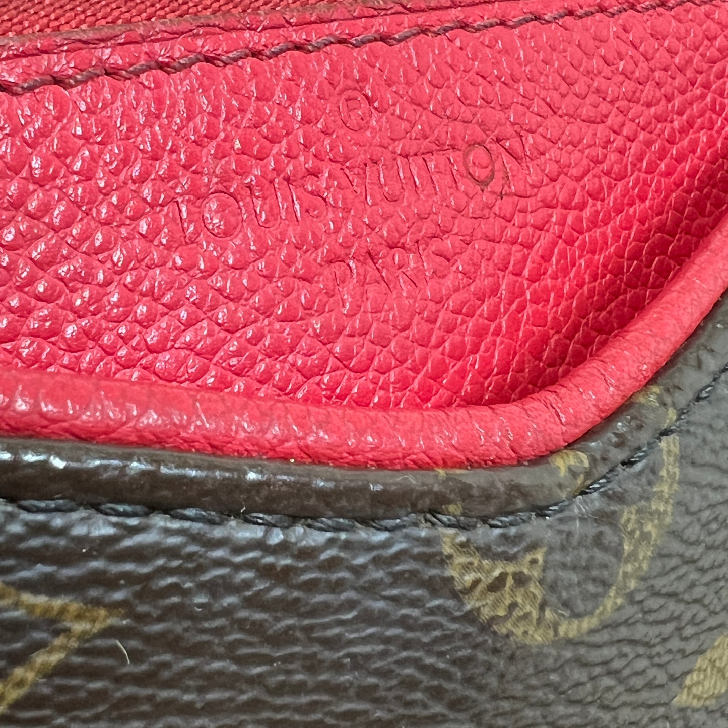 LOUIS VUITTON Pallas Clutch Red with Long Strap