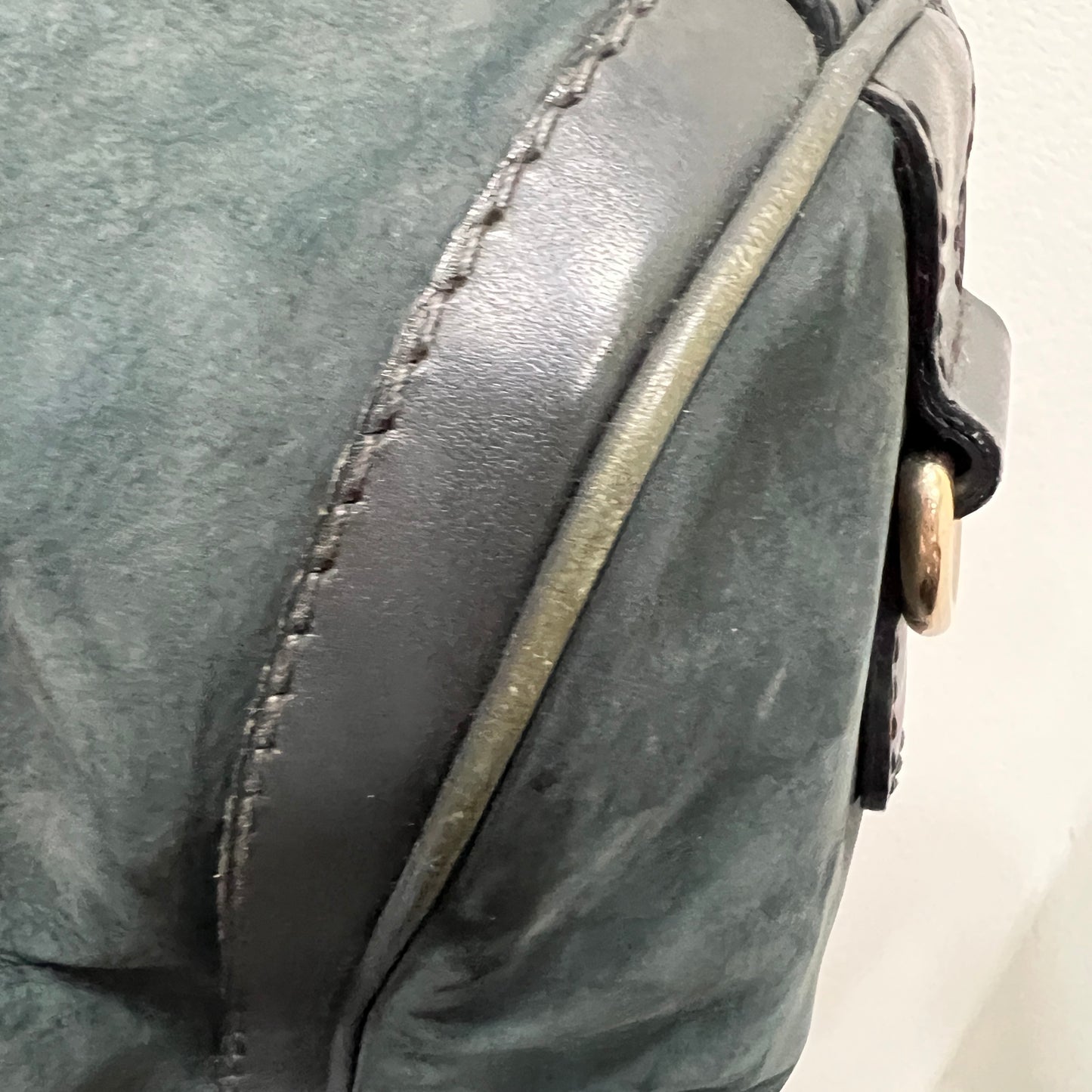 GUCCI Green Gucci Suede Web Satchel/Boston Bag