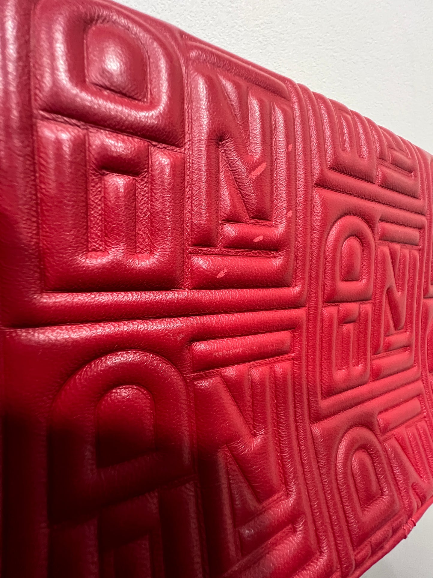 FENDI Baguette 1997 Red embossed Nappa Leather