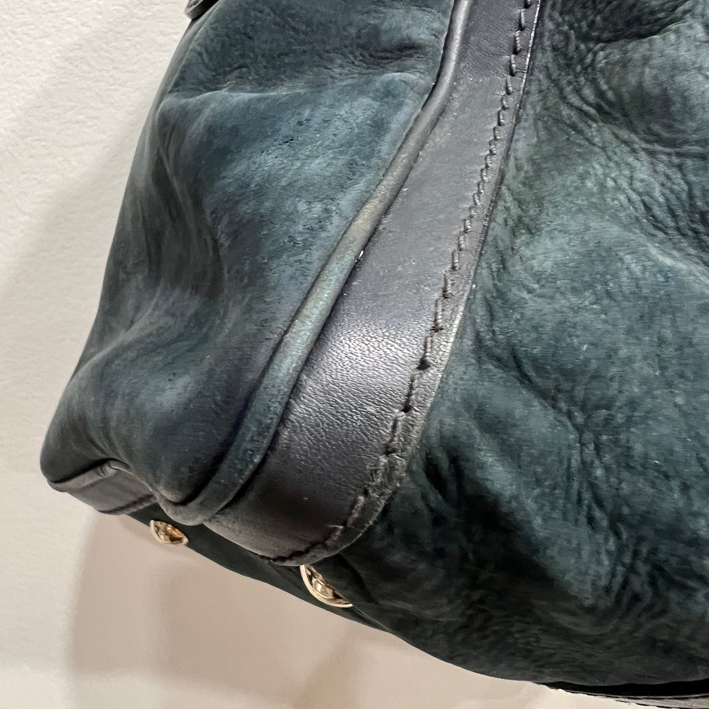 GUCCI Green Gucci Suede Web Satchel/Boston Bag
