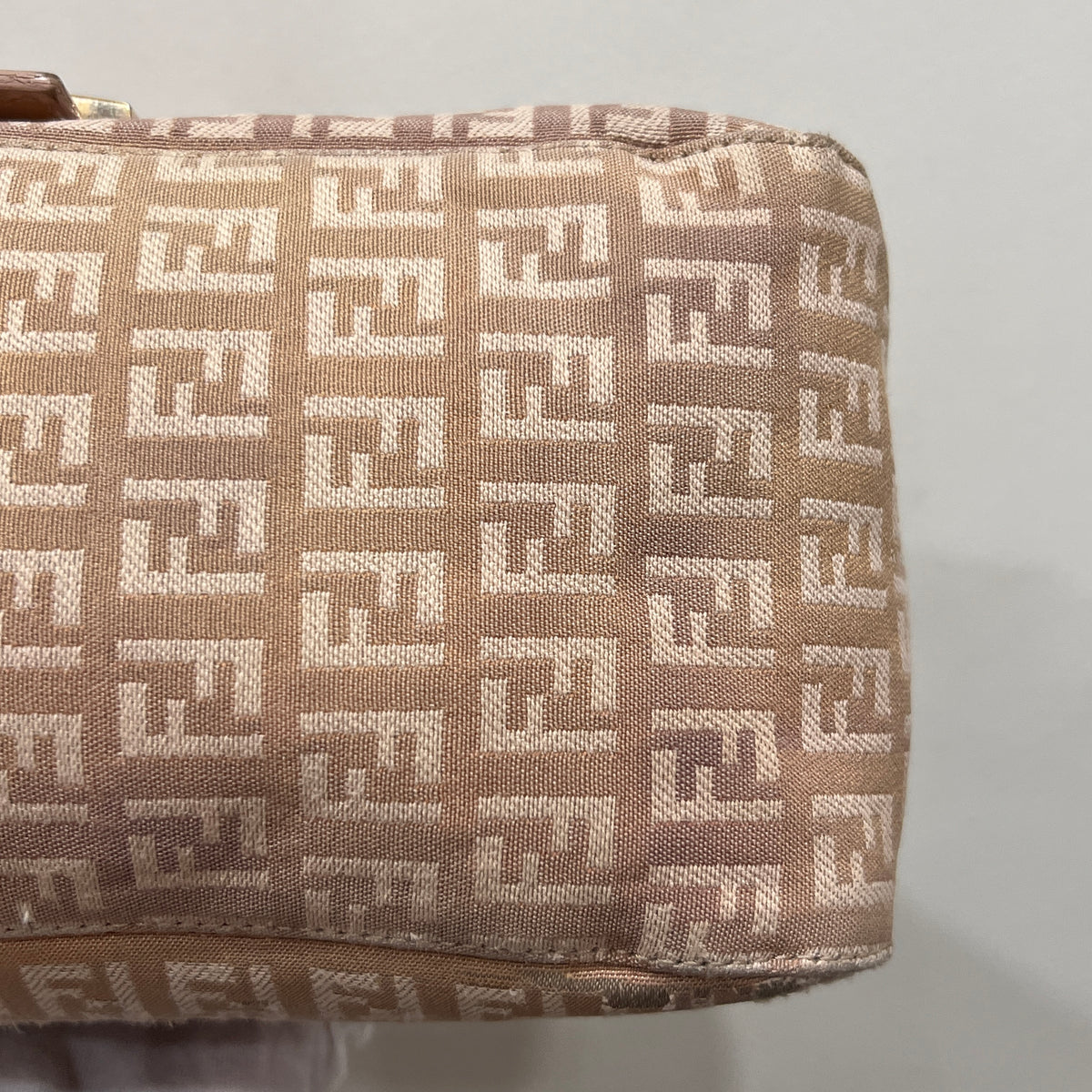 FENDI Mamma Baguette Zuccino Canvas in Old Rose Gold