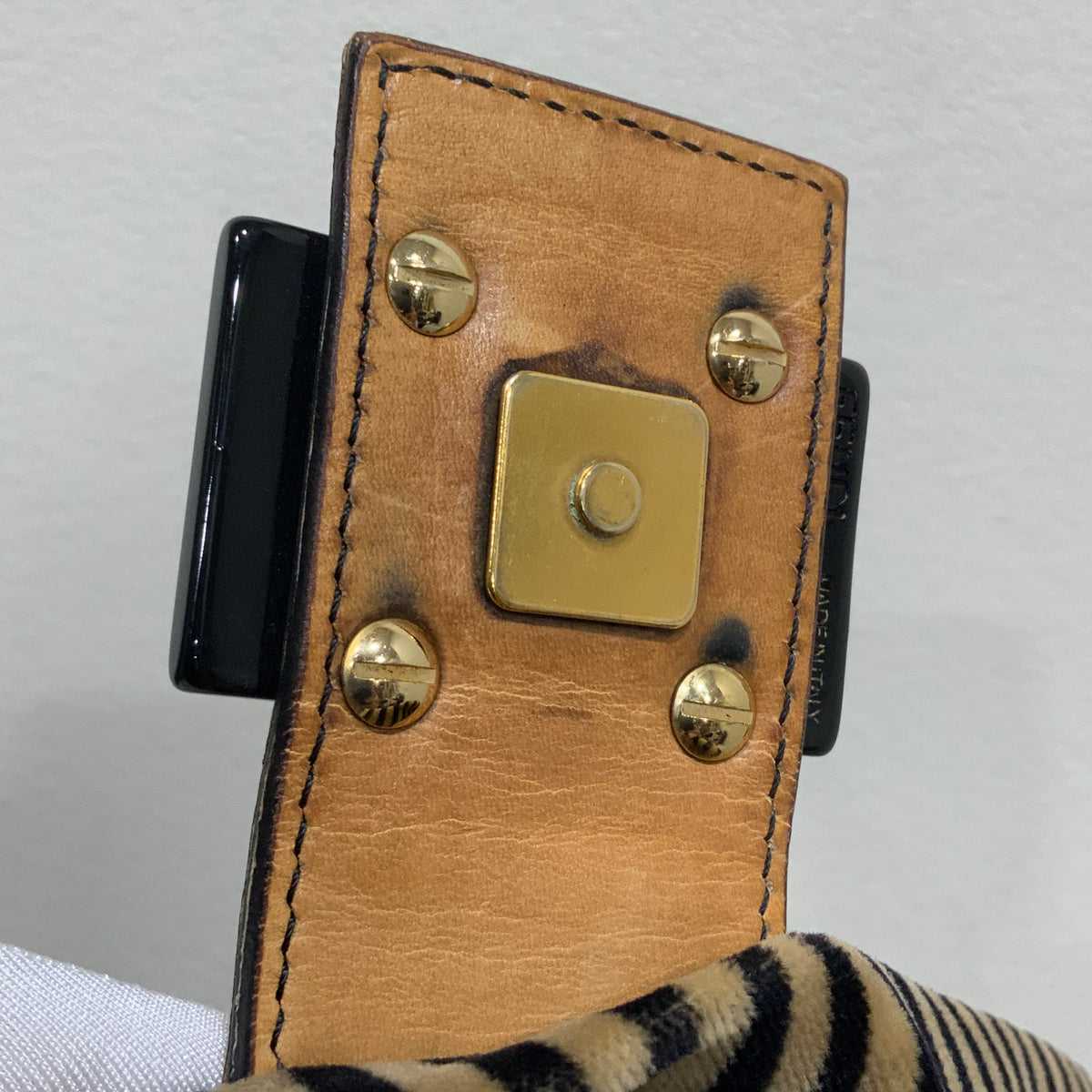 FENDI Velvet Pequin Striped Mamma Baguette Flap