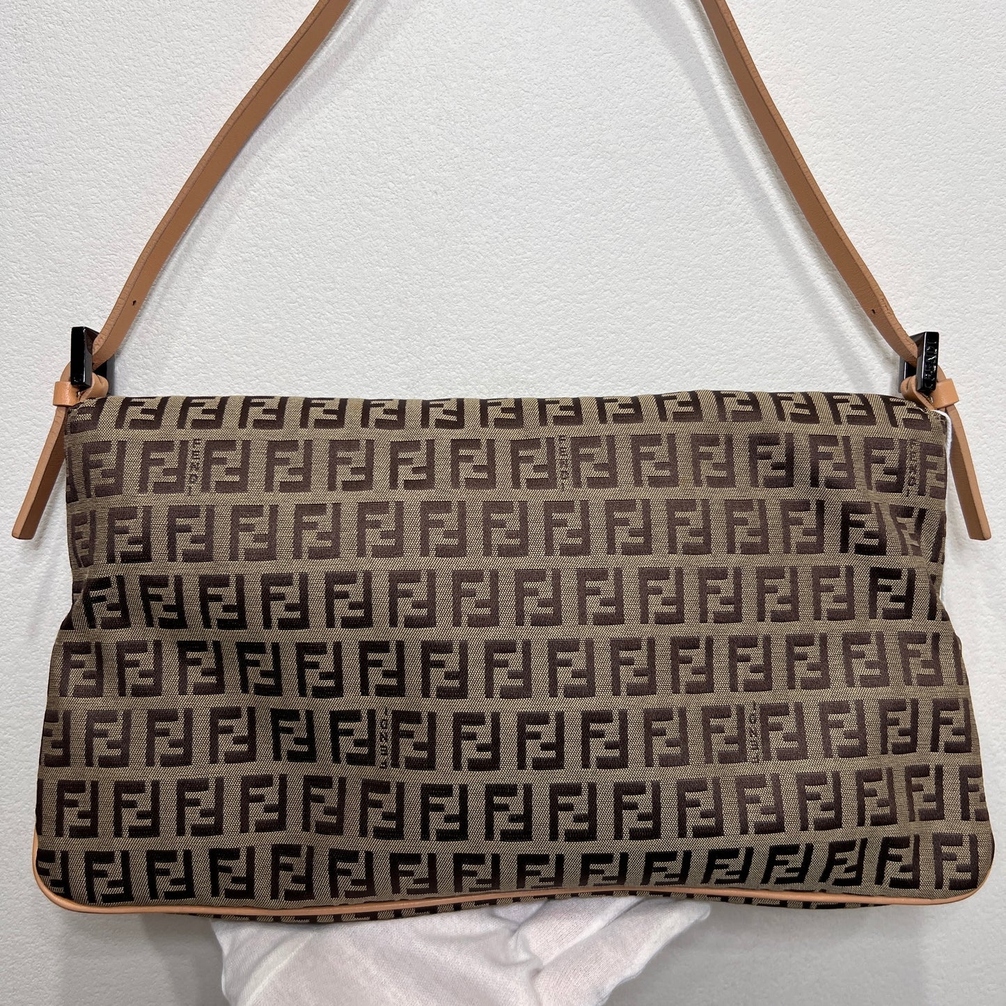 FENDI Brown Zuccino Canvas Double Flap