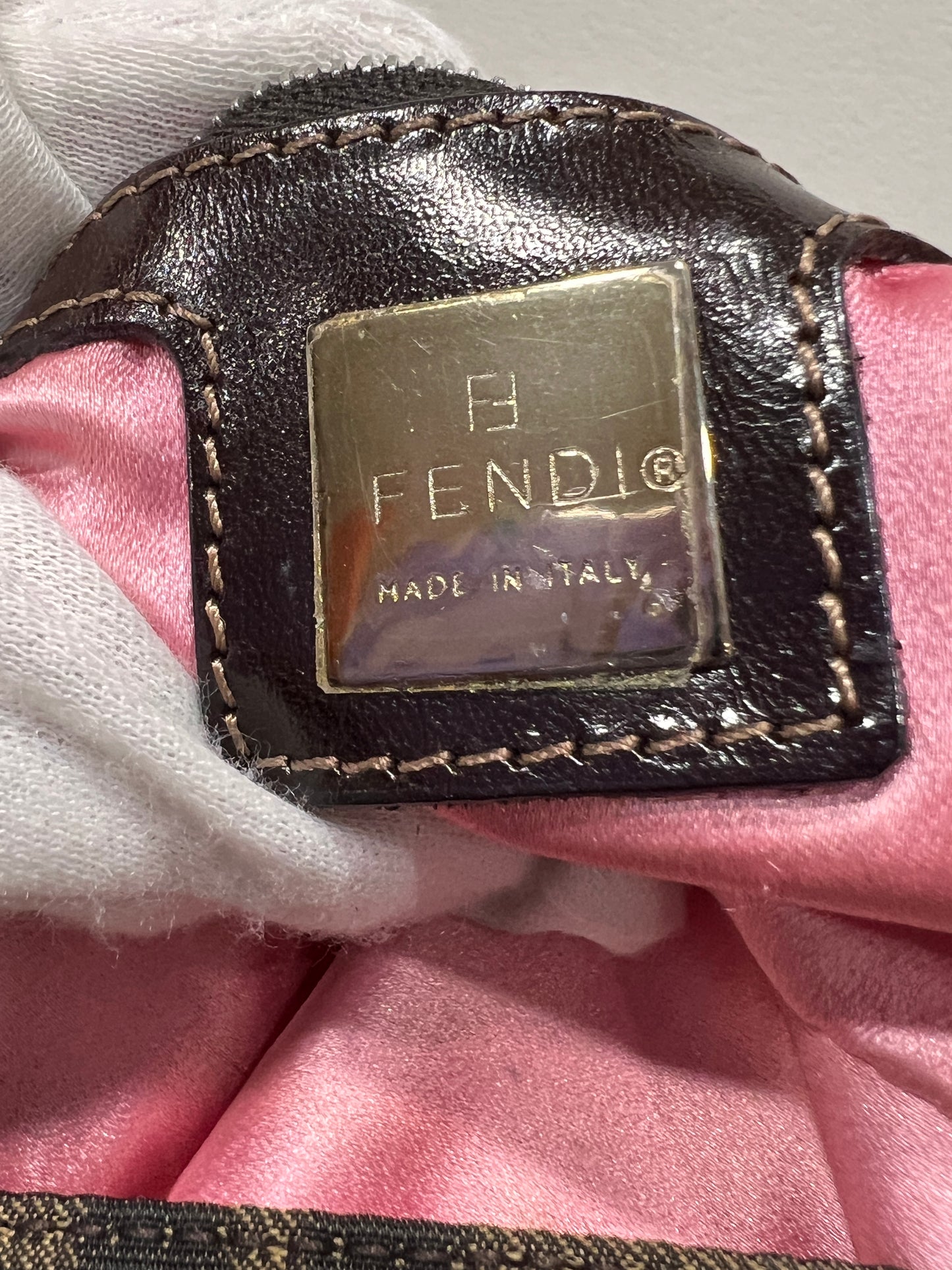 FENDI Baguette with Pink Logo Hardware