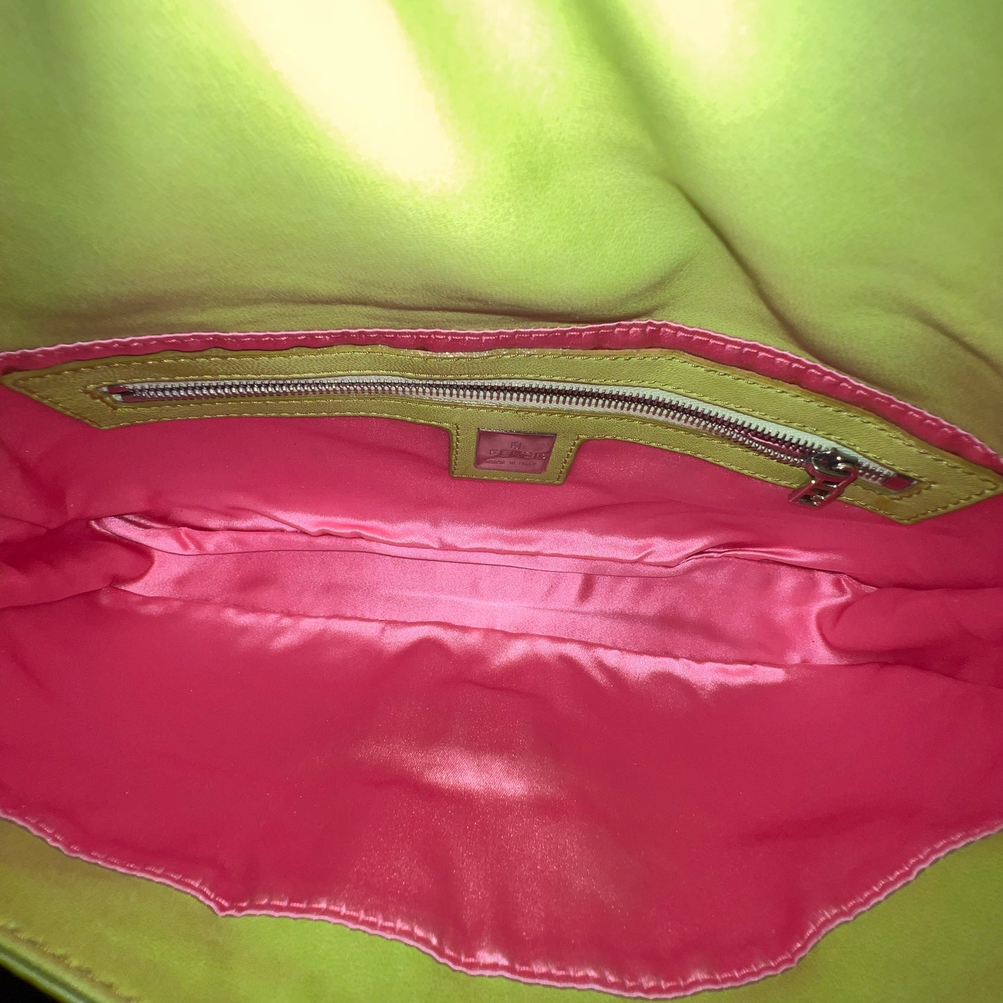 FENDI Baguette Neon Green Nappa Leather