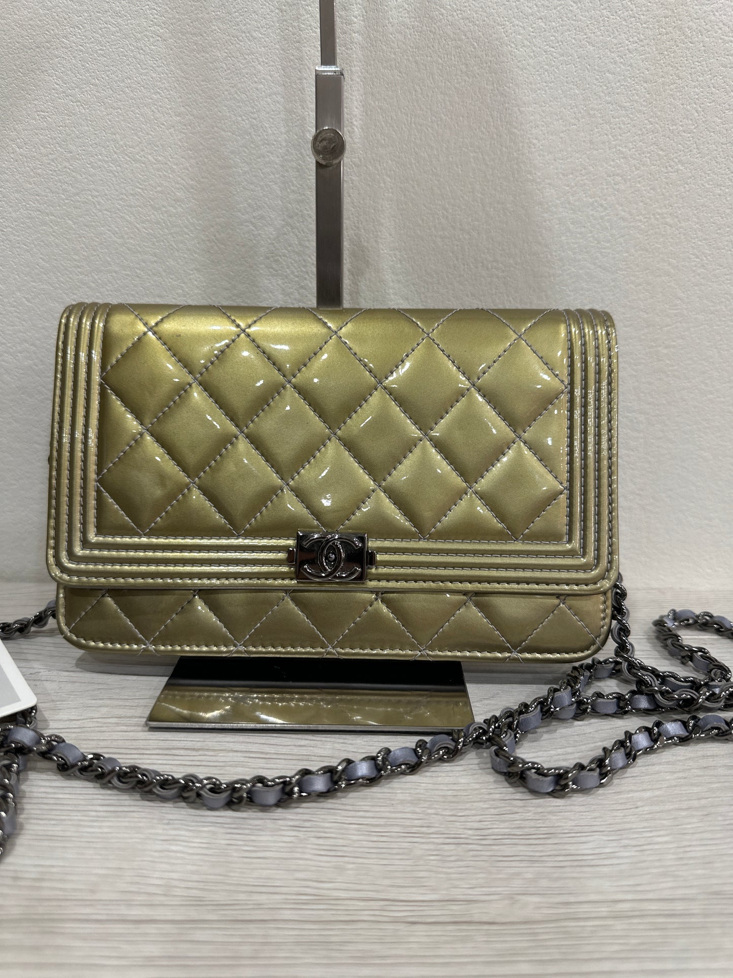 CHANEL Metallic Bronze Boy Wallet