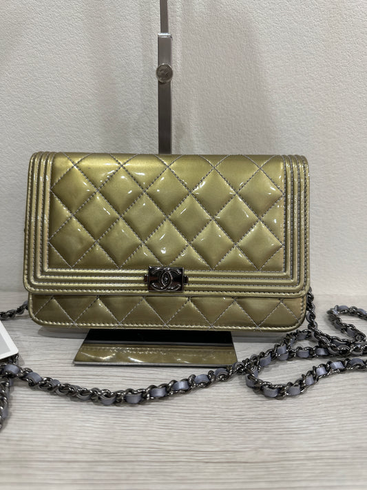 CHANEL Metallic Bronze Boy Wallet