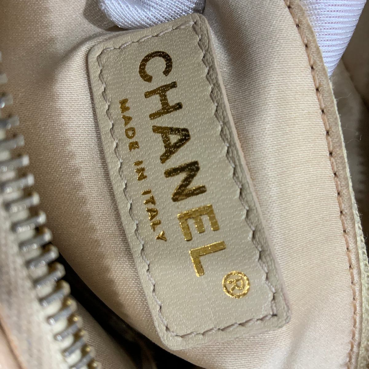 CHANEL Beige Petite Timeless Tote Quilted Caviar Leather