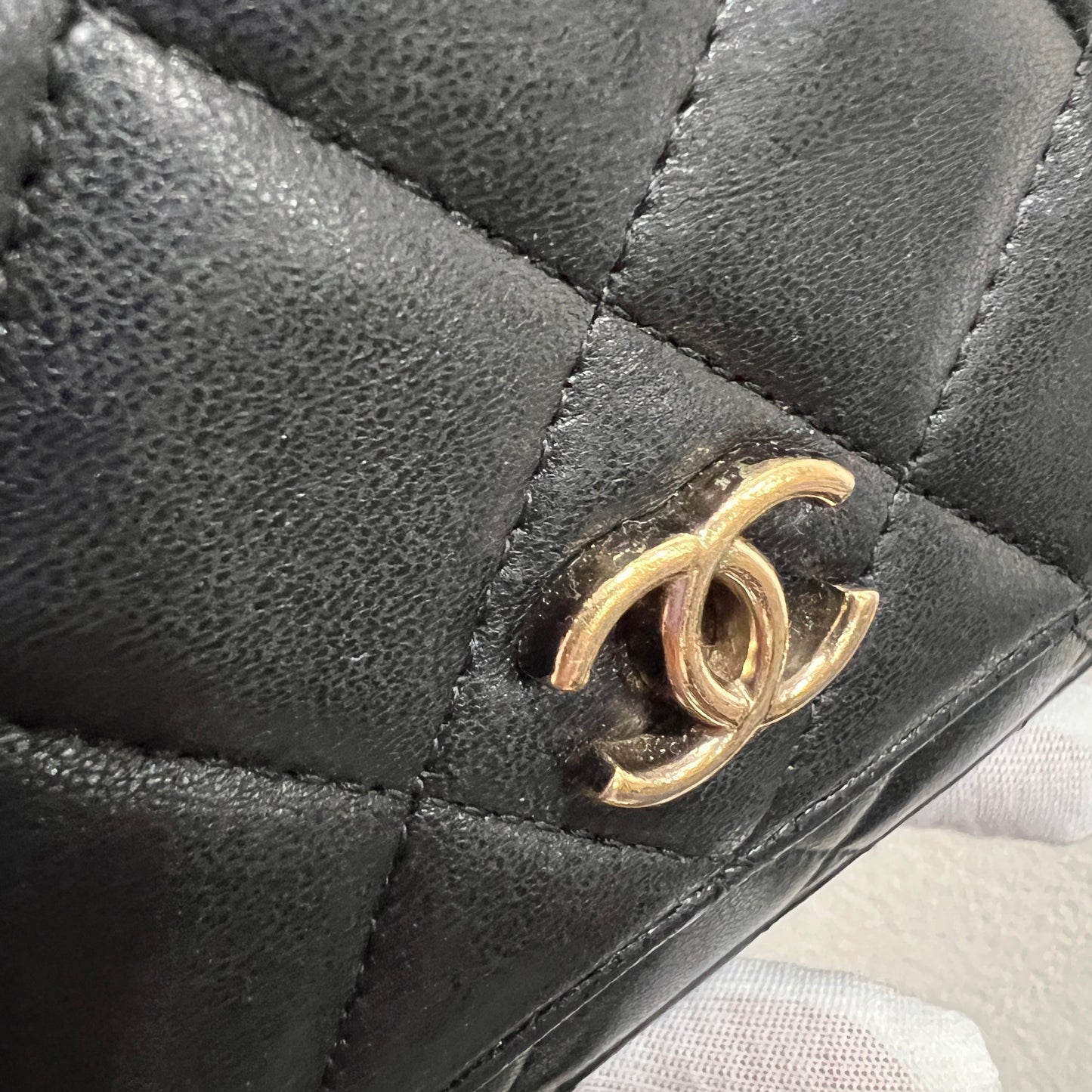 CHANEL Black Wallet on Chain (WOC) Coco Charm Lambskin