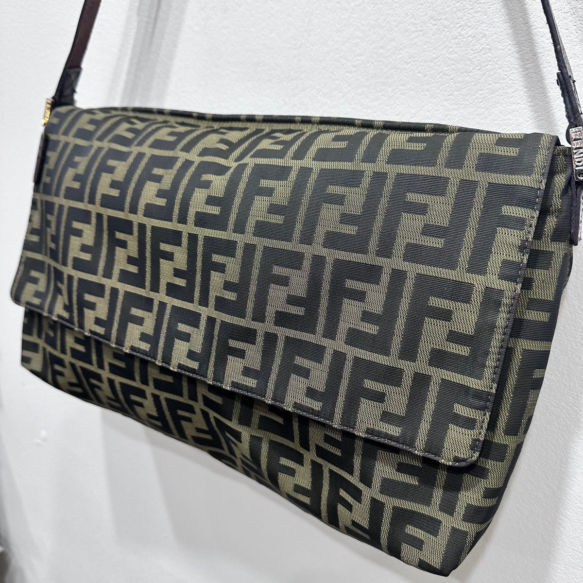 FENDI Vintage Zucca Shoulder Bag Messenger Style