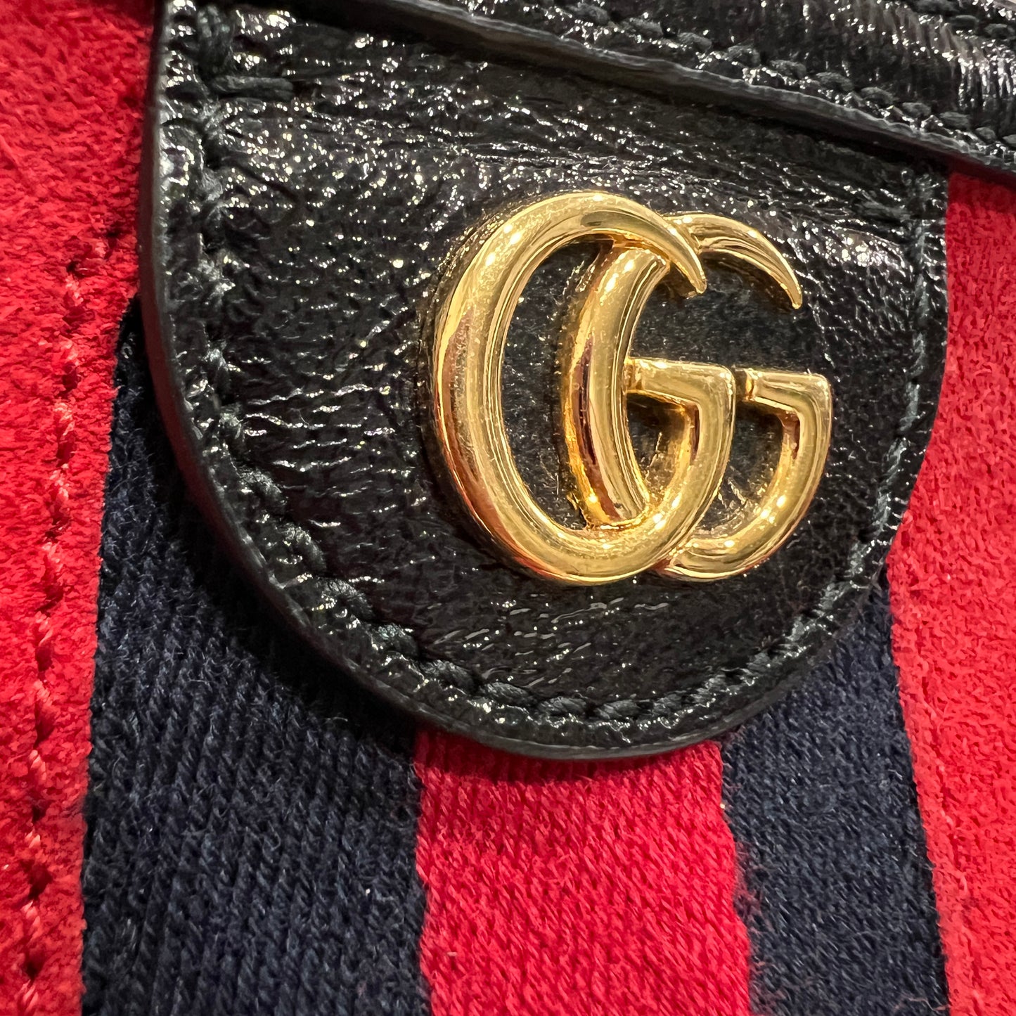 GUCCI Ophidia GG Suede Half-Moon Shoulder Bag RED