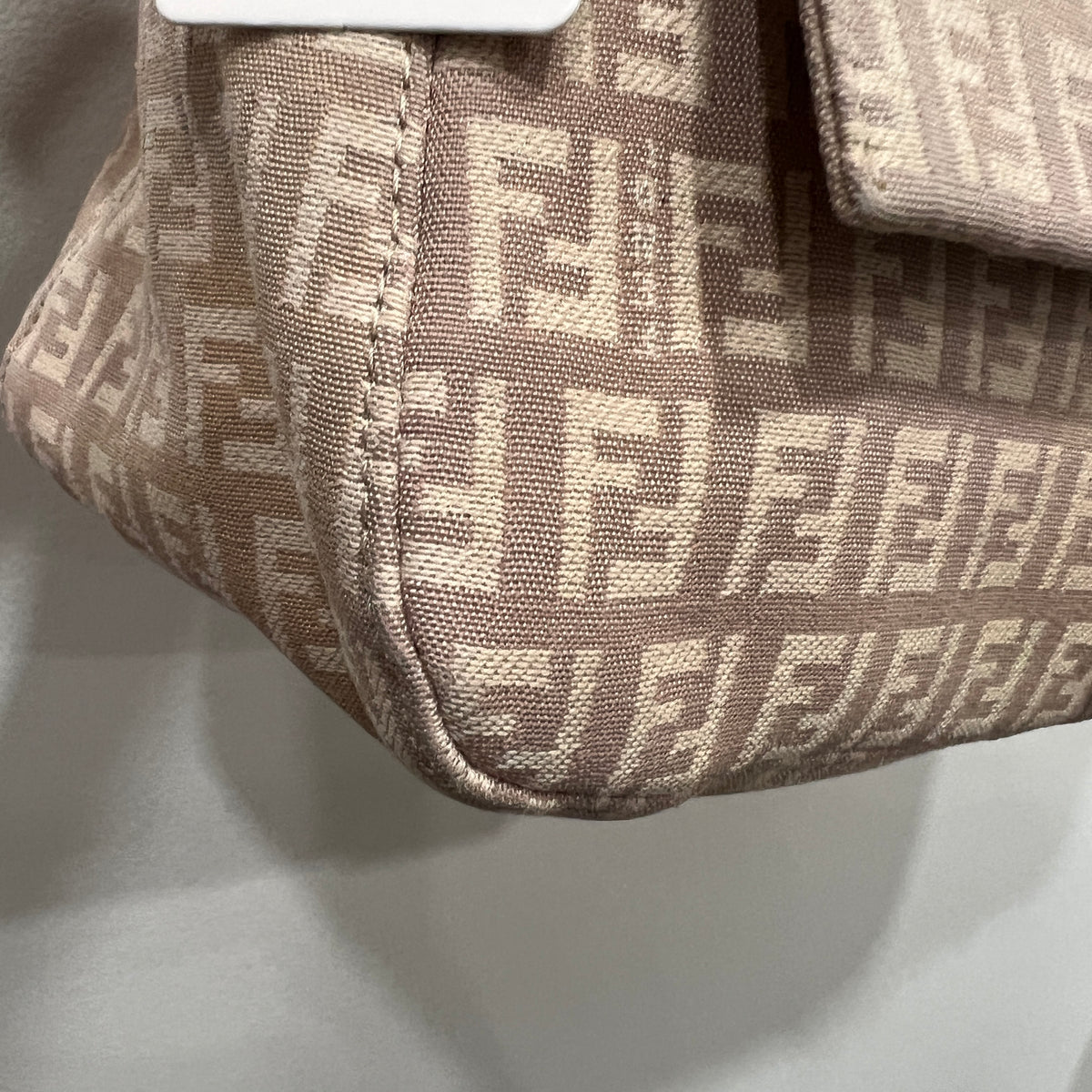 FENDI Mamma Baguette Zuccino Canvas in Old Rose Gold