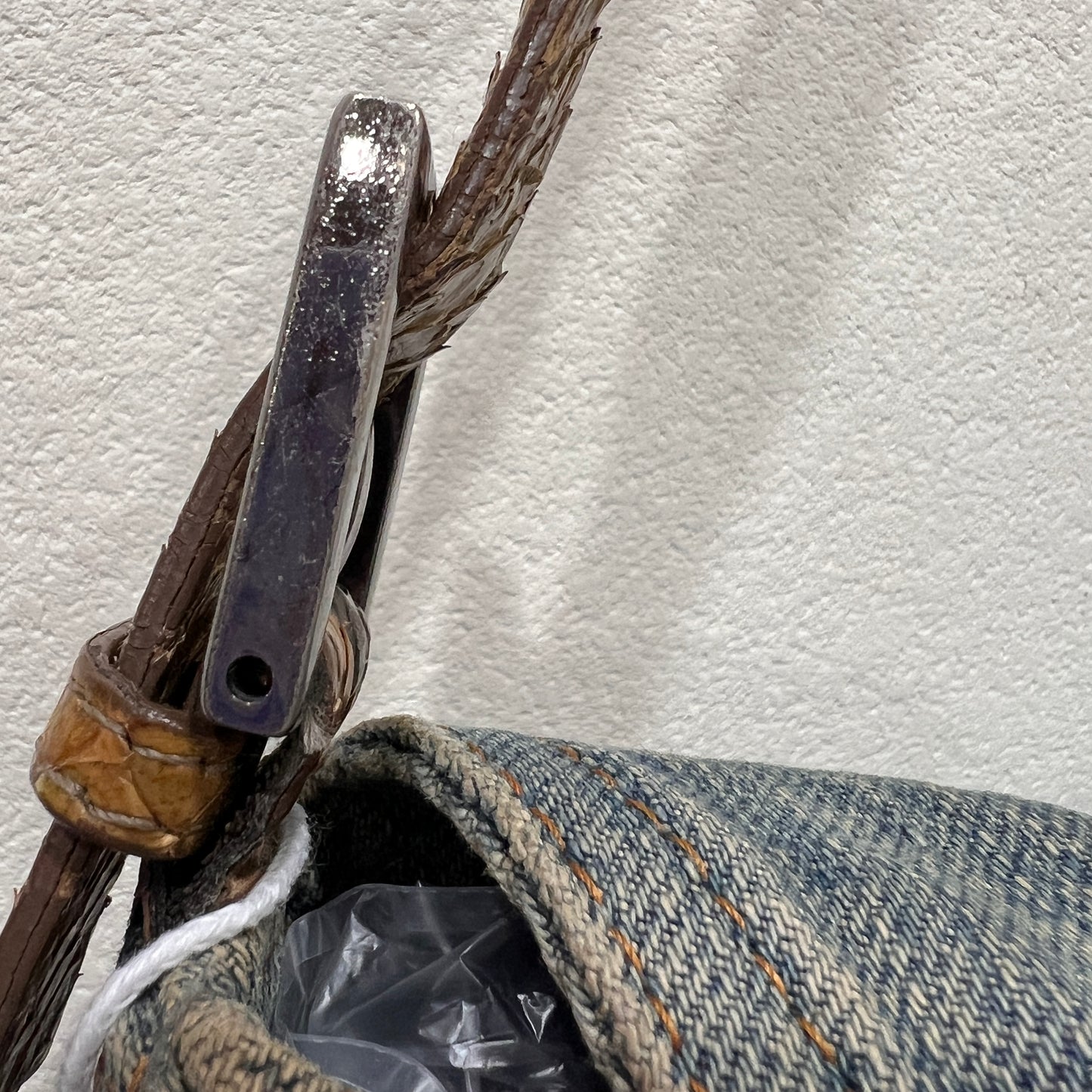 Fendi Mamma Baguette Denim Shoulder Bag