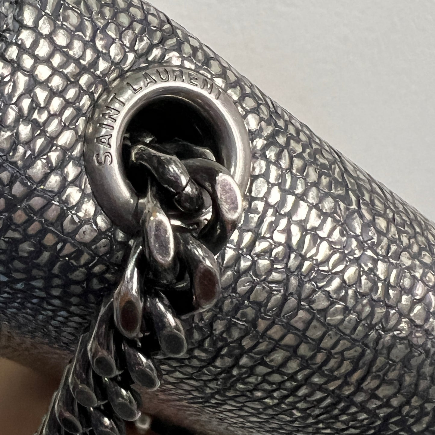 YSL Metallic Lizard-embossed Calf Leather
