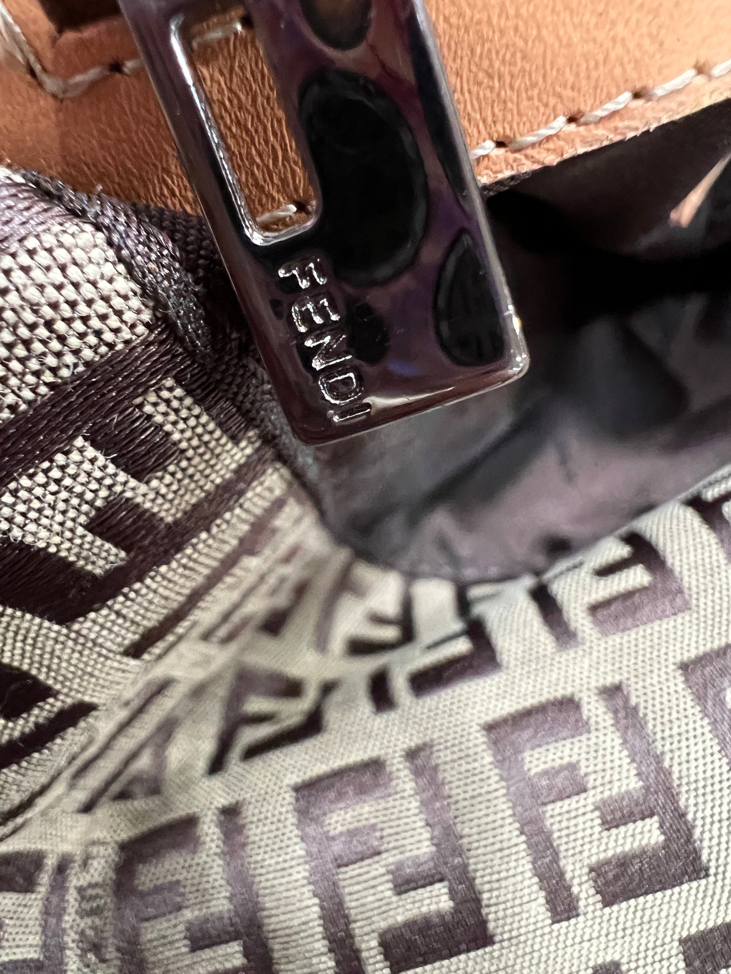 FENDI Brown Zuccino Canvas Double Flap