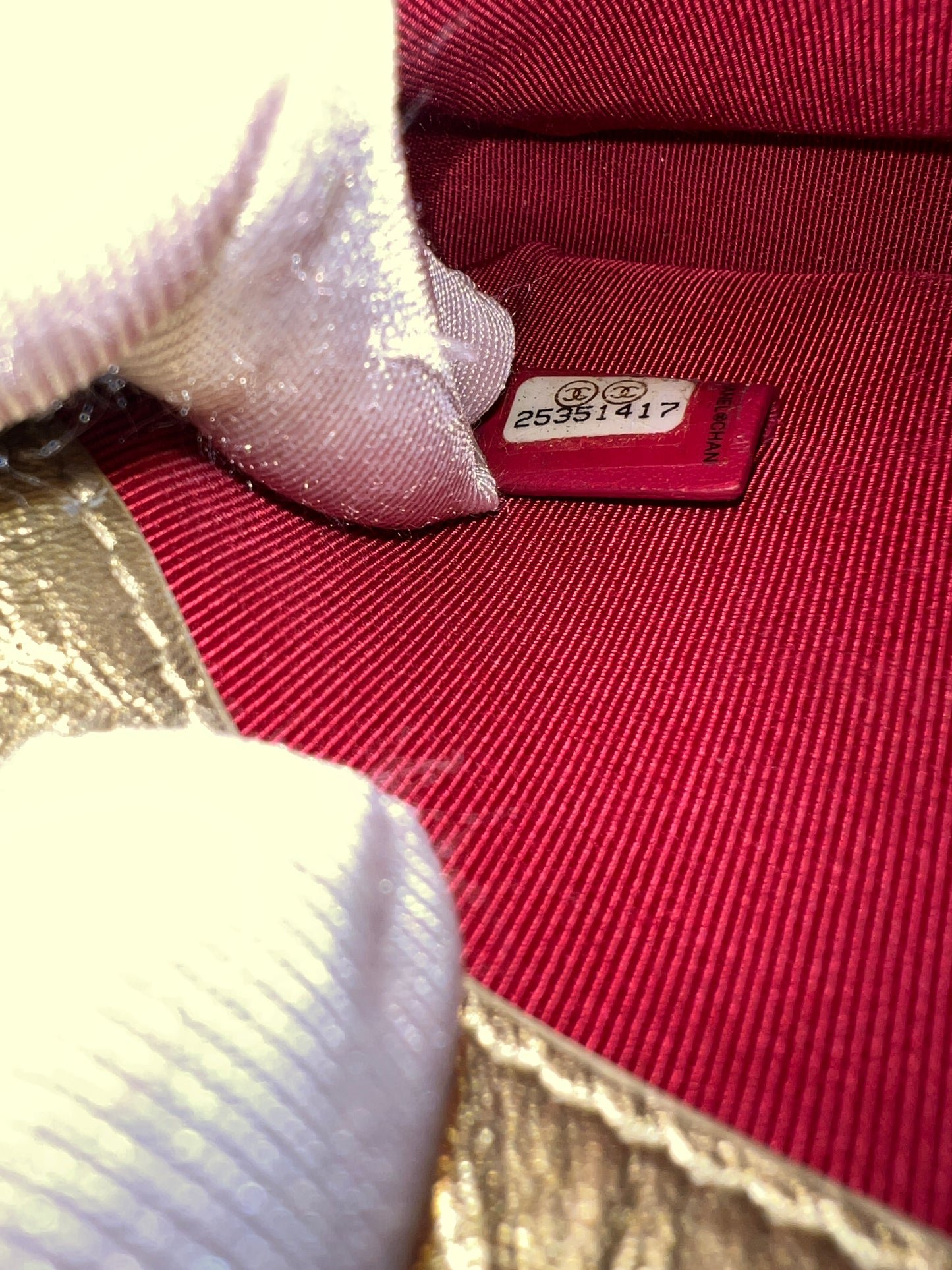 CHANEL Mini Gabrielle Clutch Gold Calfskin