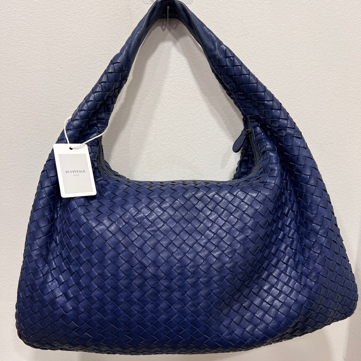 BOTTEGA VENETA Hobo Navy Interciatto Woven Napa Leather Bag