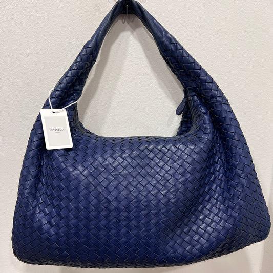 BOTTEGA VENETA Hobo Navy Interciatto Woven Napa Leather Bag
