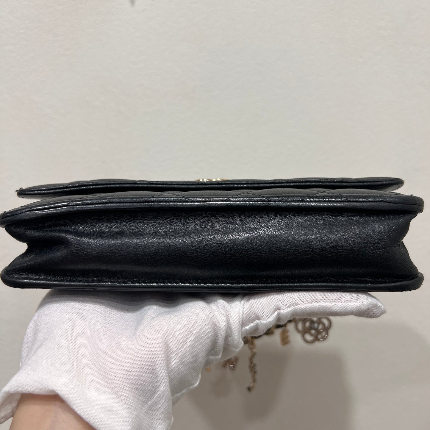 CHANEL Black Wallet on Chain (WOC) Coco Charm Lambskin