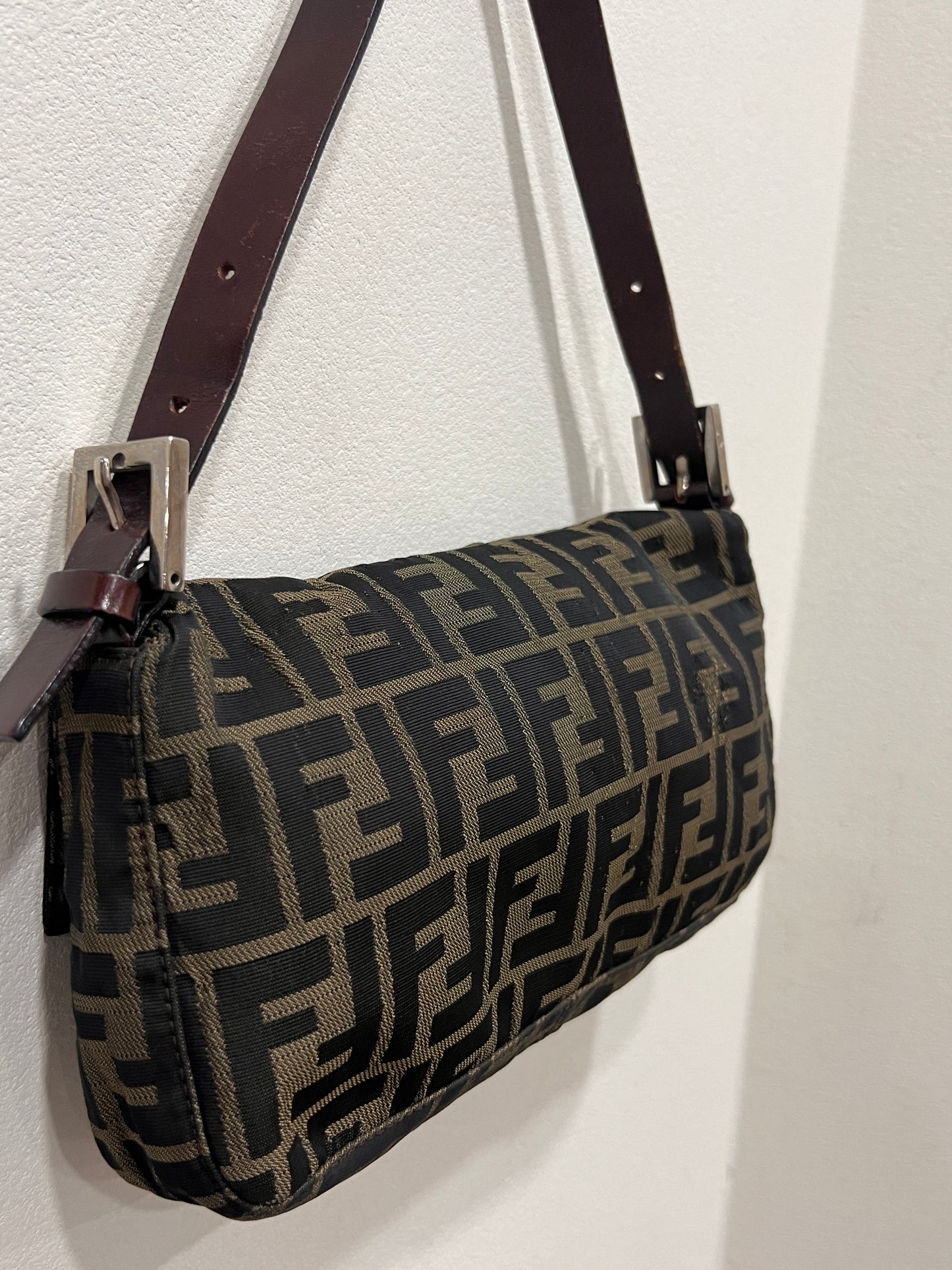 FENDI Baguette with Pink Logo Hardware