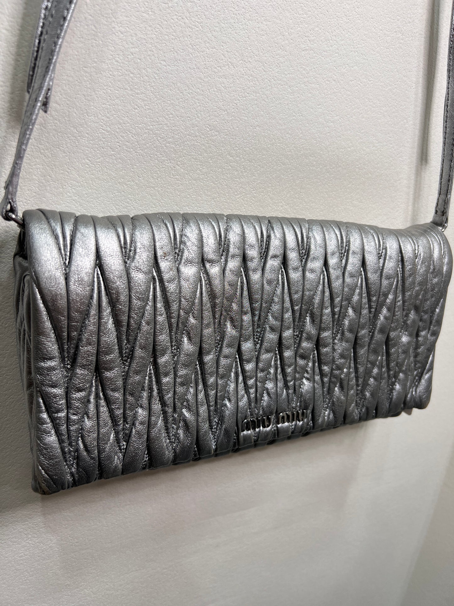 MIU MIU Metallic Leather Crossbody 30cm