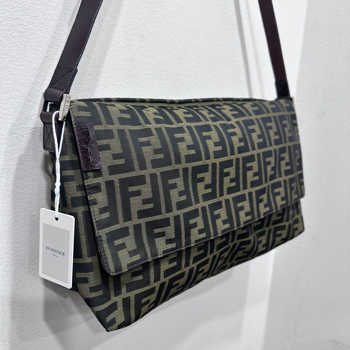 FENDI Vintage Zucca Shoulder Bag Messenger Style